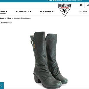 John Fluevog Kanawa Boot Dark Green Size 6